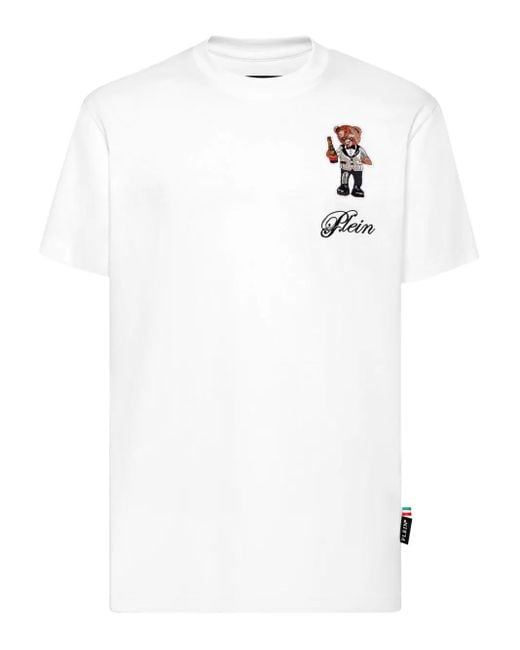 Philipp Plein White Teddy Bear-Embellished T-Shirt for men