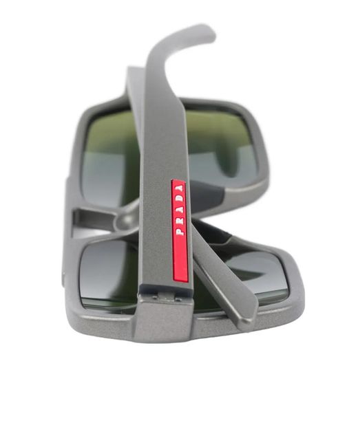 Prada Blue Linea Rossa Rectangle-frame Sunglasses for men