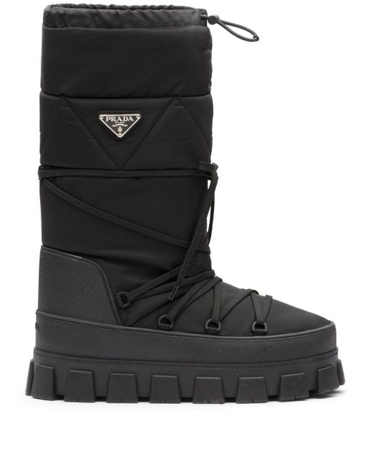 Prada Black Triangle-logo Snow Boots for men