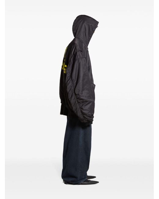 Balenciaga Black Oversize Hood Bomber Jacket for men