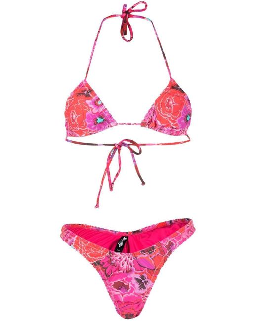 Reina Olga Guia Floral-print Bikini Set in Pink | Lyst UK