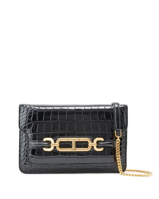 Tom Ford Black Whitney Crocodile-Effect Shoulder Bag