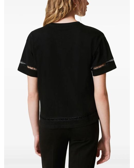 Twinset Black Logo-Embroidered T-Shirt