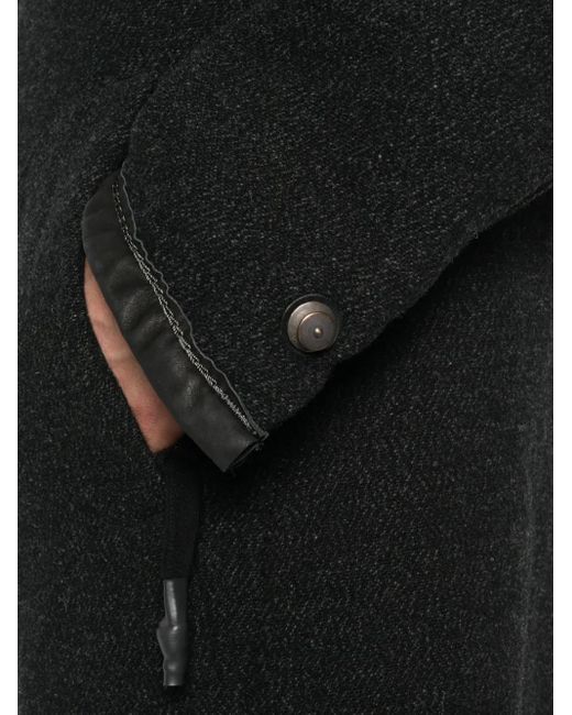 69 by Isaac Sellam Black High-Neck Zip-Front Coat for men