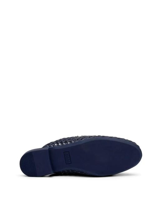 Frau Blue Woven Tassel Flat Mules
