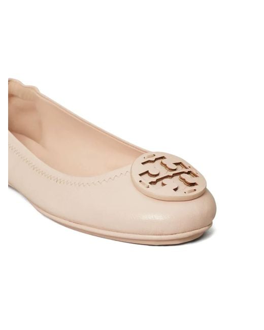 Tory Burch Pink Minnie Logo-Detail Ballet Flats