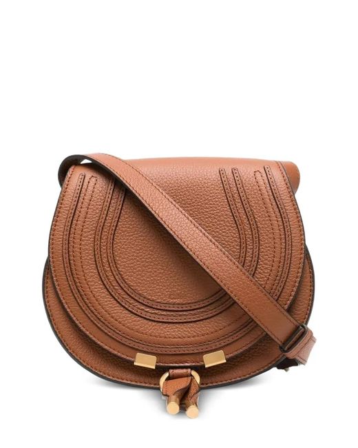 Chloé Brown Small Marcie Leather Shoulder Bag