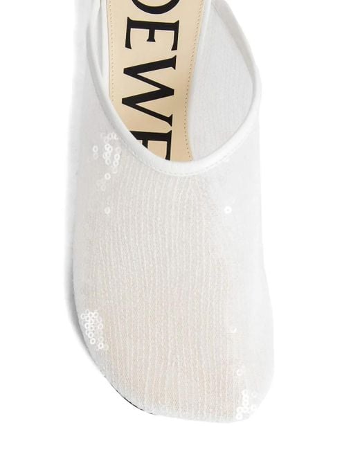 Mules Ornées De Sequins À Talon Sculpté 450 Mm Loewe en coloris White