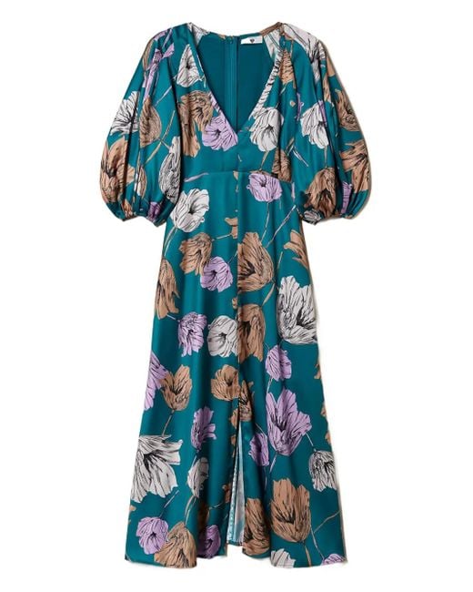 Abito Midi Con Maniche A Palloncino di Twinset in Blue