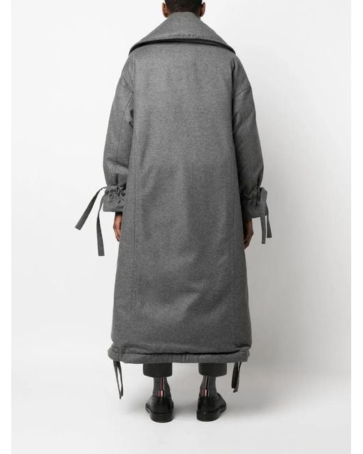 Thom Browne Gray Padded Off-Centre Button Coat for men