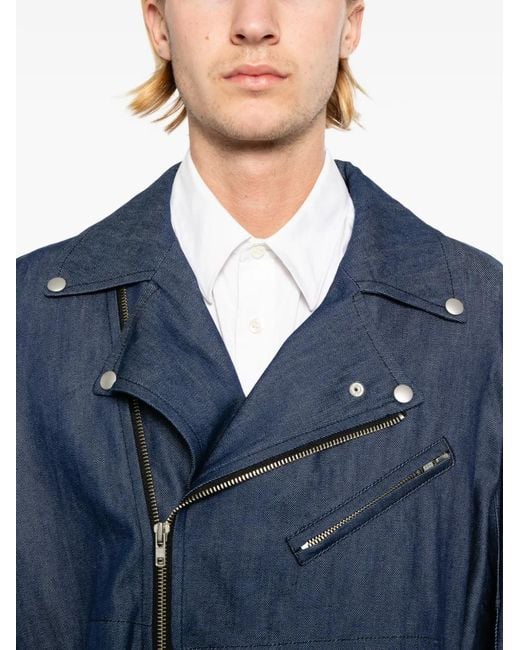 COMME DES GARÇON BLACK Blue Veste De Moto En Jean À Taille Ceinturée
