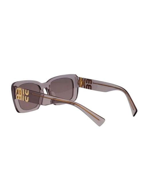 Miu Miu Pink Logo-Plaque Rectangle-Frame Sunglasses