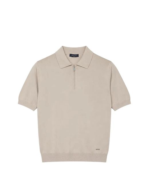 Tombolini Natural Quarter-Zip Knitted Polo Shirt for men
