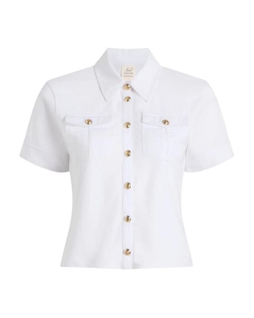 Cinq À Sept White Button-Fastening Pocket Top