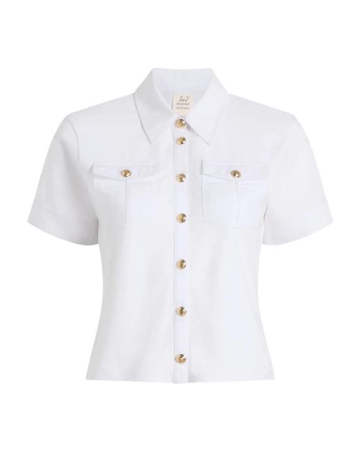 Cinq À Sept White Button-Fastening Pocket Top