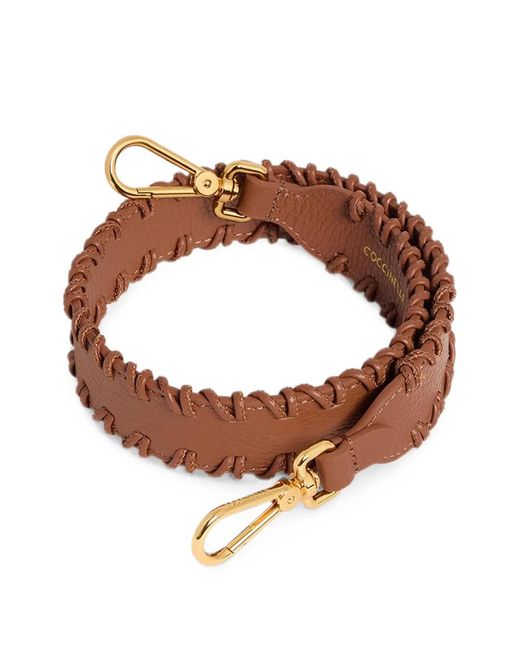 Coccinelle Brown Whipstitch-Trim Leather Bag Strap