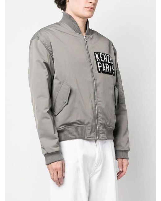 KENZO Bomberjacke Mit Logo-Patch in Gray für Herren