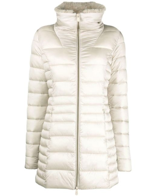 Save The Duck Caroline Faux-fur Collar Puffer Coat in White | Lyst