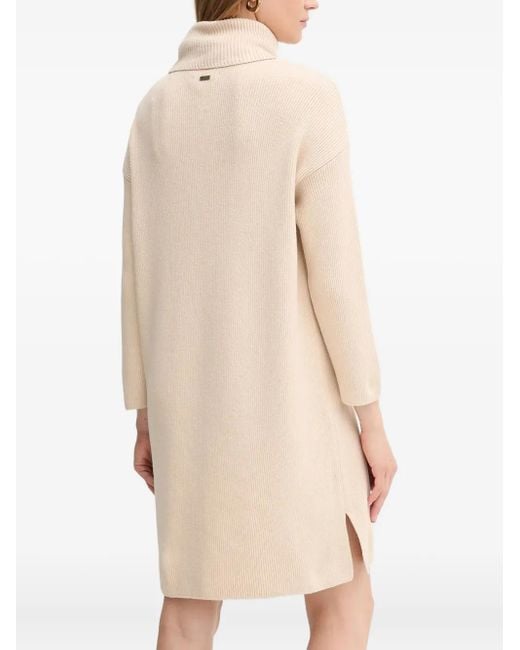 Barbour Natural Roll-Neck Ribbed Mini Dress