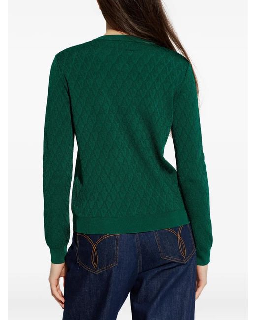 Versace Green Buttoned Crew-Neck Cardigan