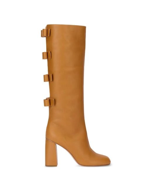Red(v) Brown Bow-Detail Boots