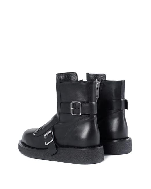 Ann Demeulemeester Black Buckle-Detail Quilted Leather Boots