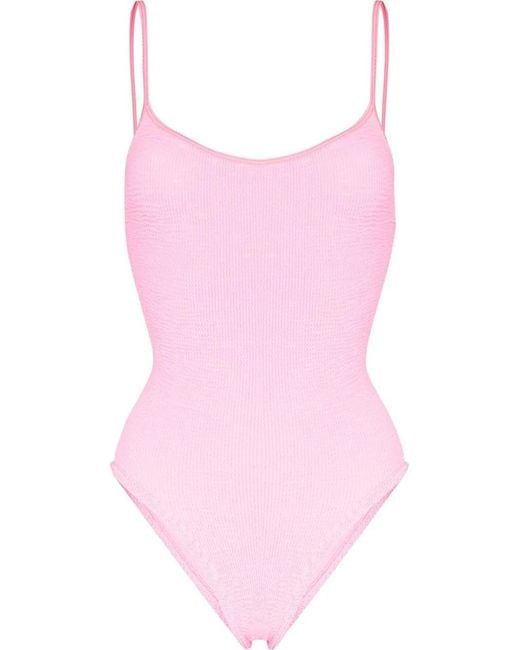 Hunza G Pink Pamela Crinkle Swimsuit