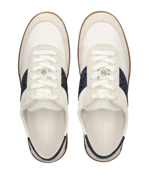 Michael Kors White Kaycee Monogram Stripe Sneakers