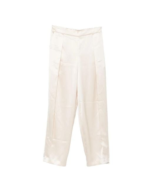 Jonathan Simkhai White Satin-Finish Pleated Trousers