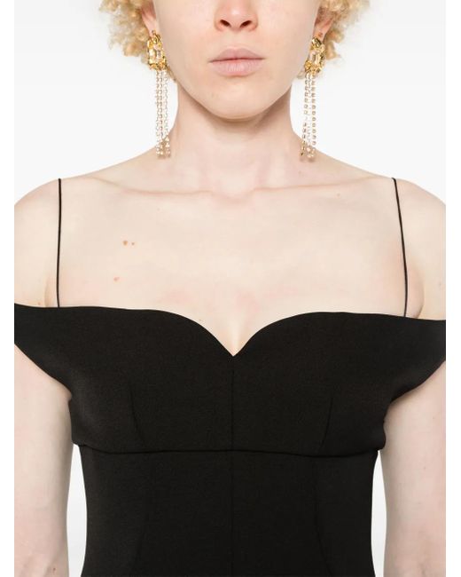 Philosophy Di Lorenzo Serafini Black Off-Shoulder Midi Dress
