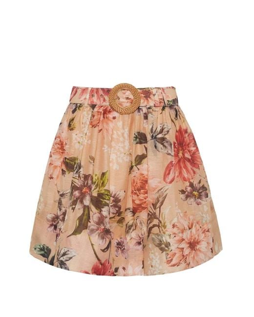 Cara Cara Natural Alba Floral-Print Belted Skirt