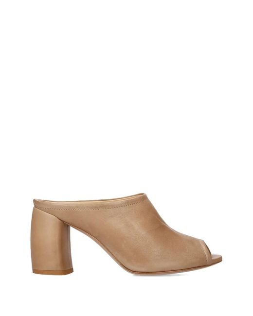 Premiata Natural Peep-Toe Heeled Sandals