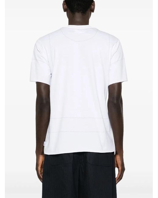 MM6 by Maison Margiela White Stitch-Print Cotton T-Shirt for men