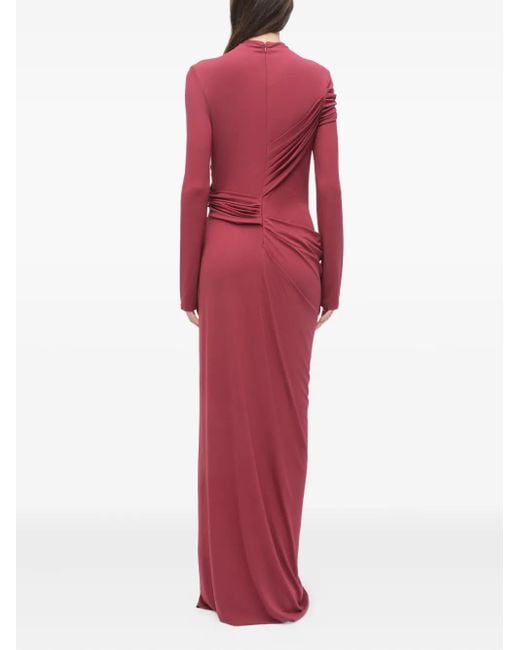 Jonathan Simkhai Red Izadora Draped Jewel-Embellished Dress