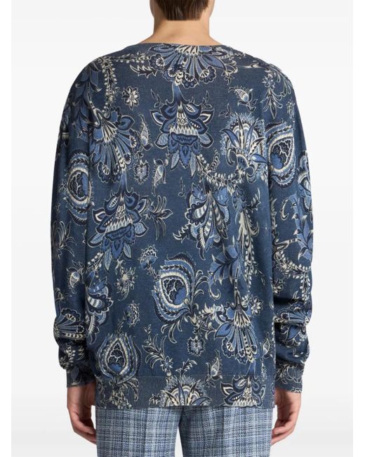 メンズ Etro フローラル セーター Blue