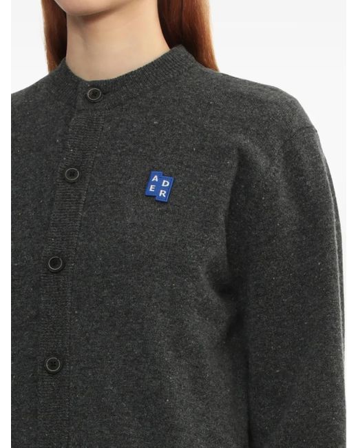 Adererror Gray Sig; Bl Tag Logo-Patch Button Cardigan