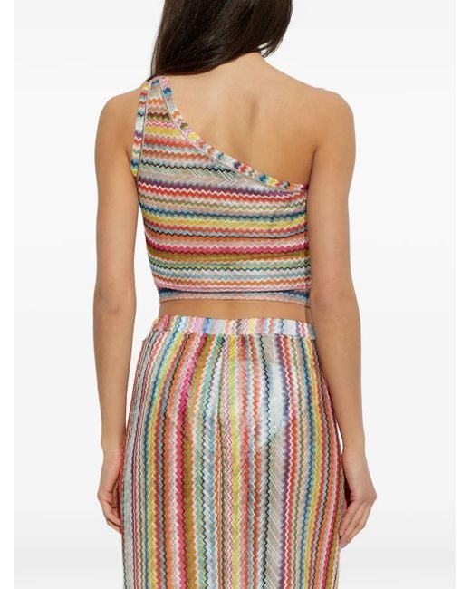 Missoni Gray Zigzag-Knit One-Shoulder Top
