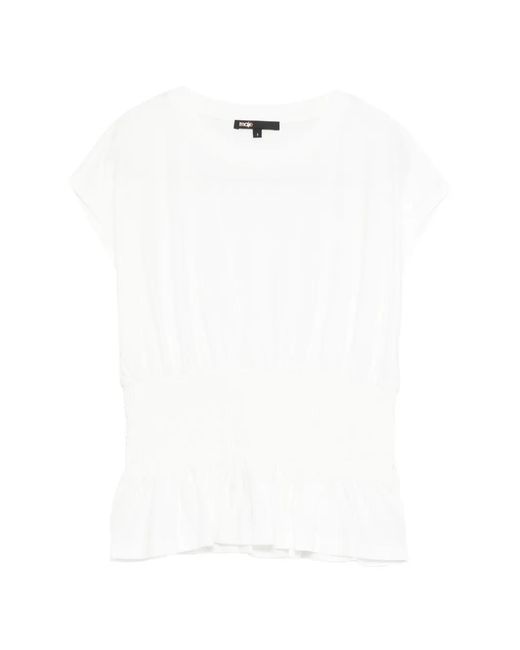 Maje White Ruffled T-Shirt