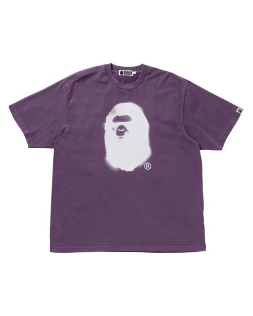A Bathing Ape Purple Ape Head Cotton T-shirt for men