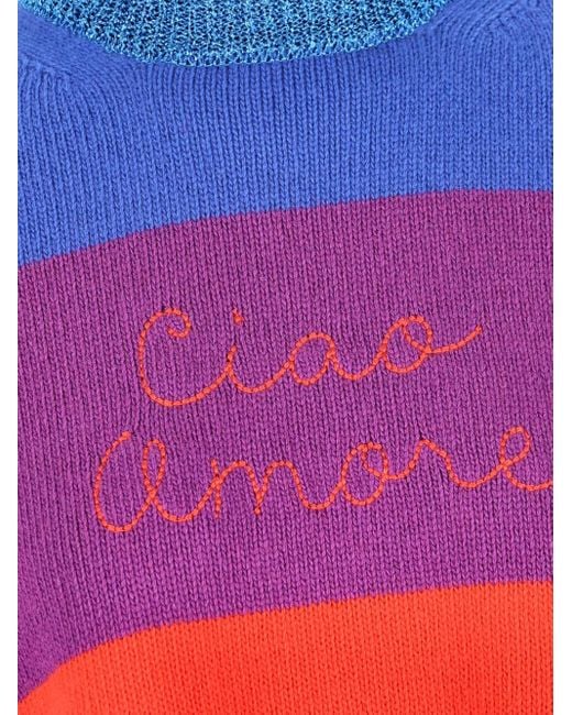 Maglione A Righe Con Ricamo Logo di Giada Benincasa in Red