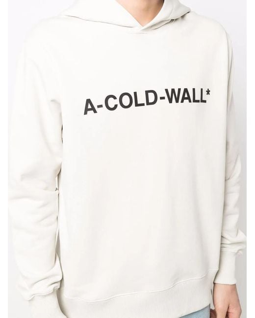 A_COLD_WALL* White Logo-Print Hooded Sweat Top for men