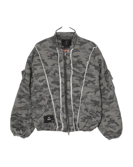 FIVE CM Gray Camouflage-Print Bomber Jacket for men