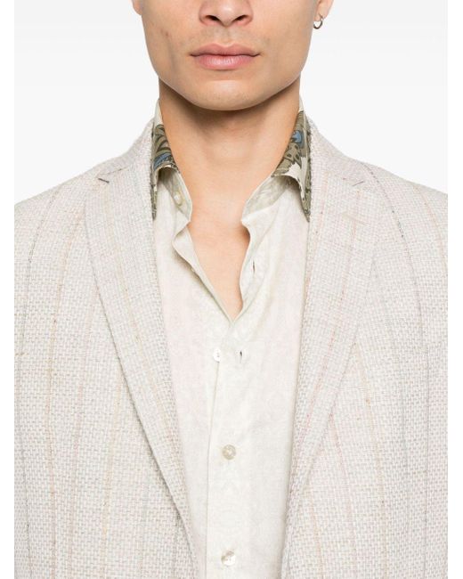 Etro White Pinstripe Blazer for men