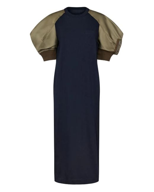 Sacai Blue Puff-Sleeve Maxi Dress
