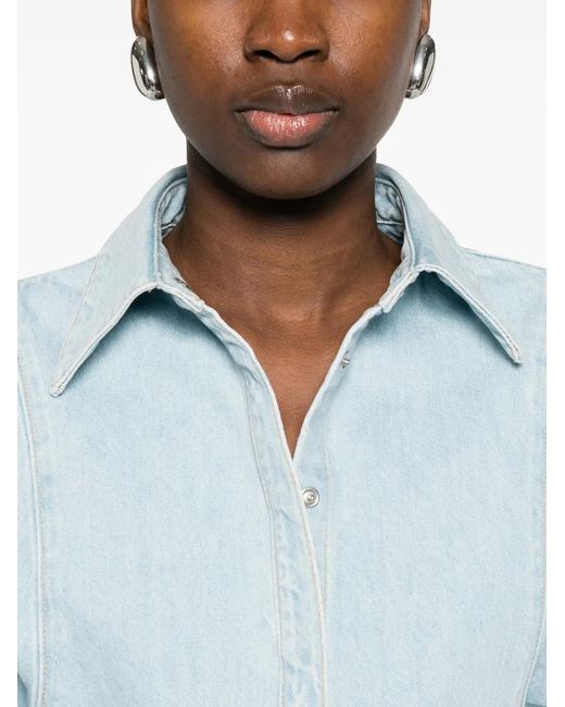 BITE STUDIOS Blue Puff-Sleeve Denim Shirt