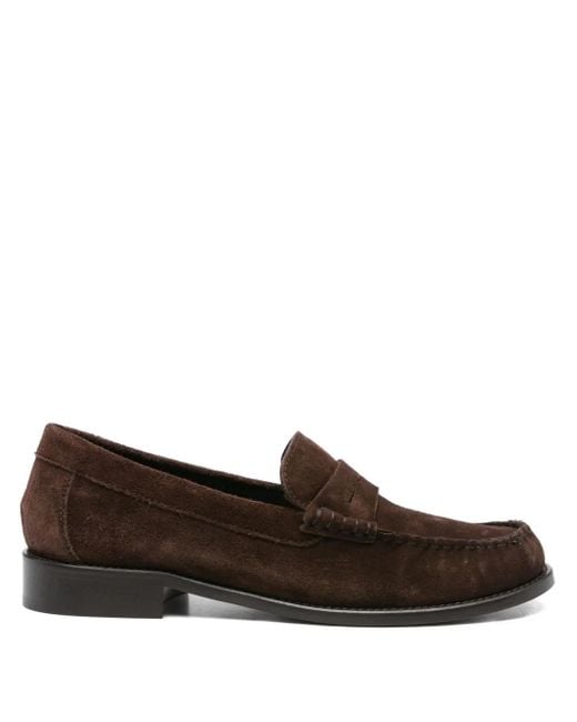 Paris Texas Brown Penny-Strap Suede Loafers
