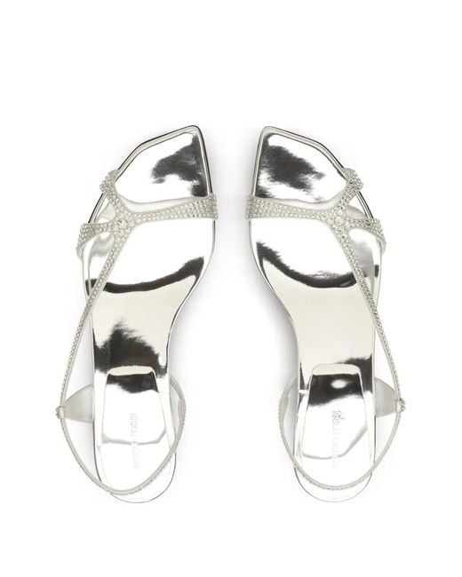 Sergio Rossi White Crystal-Embellished Sandals