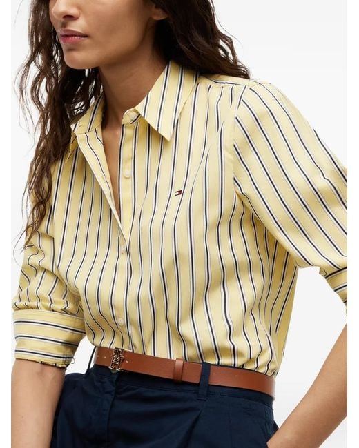 Tommy Hilfiger White Vertical-Stripe Long-Sleeve Shirt