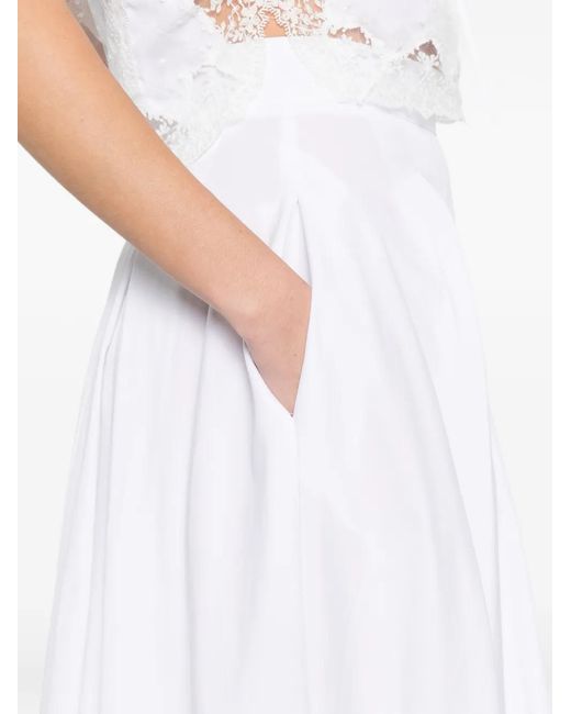 Ermanno Scervino White Lace-Trim Midi Skirt
