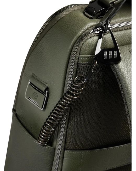 Piquadro Green Grained Leather Backpack for men